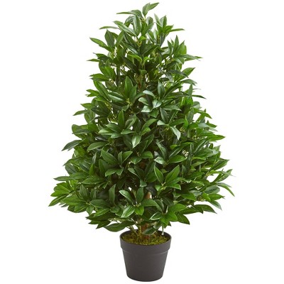 Nearly Natural 3’ Bay Leaf Artificial Topiary Tree UV Resistant (Indoor/Outdoor)