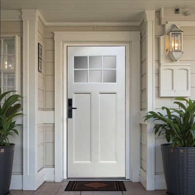 Wooakway 36"W×80"H 6-Lite 2-Panel Exterior Frosted Glass Prehung Front Entry Door Primed Interior Fiberglass Entrance Door
