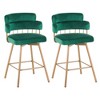 Sapphtopaz Bar Stools Set of 2 Upholstered Counter Height Chair, 180°Swivel Barstools with Back and Metal Legs for Kitchen Island, Dining Room - 3 of 4