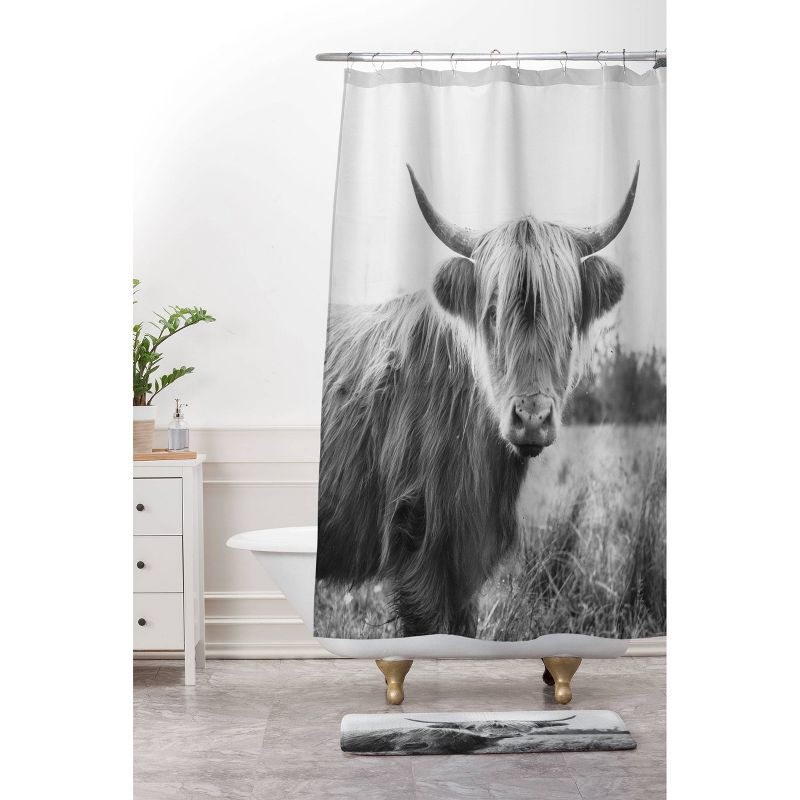 Chelsea Victoria Highland Cow Shower Curtain Black/White - Deny Designs, 4 of 7