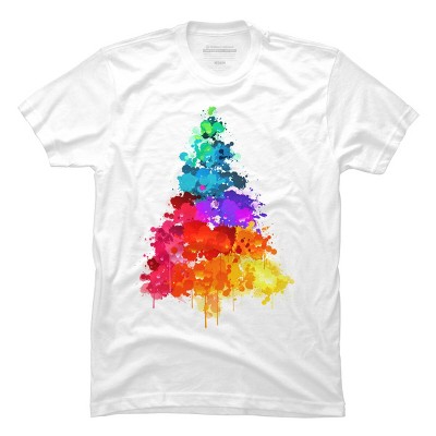 Men's Design By Humans Colorful Christmas Tree By DesignReadyStore T-Shirt
