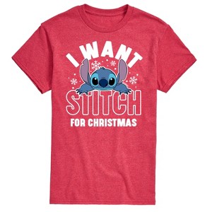 Men's - Lilo and Stitch - I Want A Stitch For Christmas Short Sleeve Graphic T-Shirt - 1 of 4
