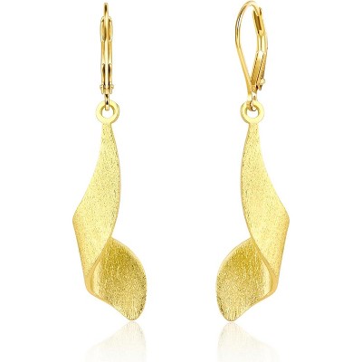 925 Sterling Silver Twisted Dangle Earrings for Women Hypoallergenic Handmade Earrings Spiral Leverback14k Gold Plated