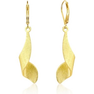 925 Sterling Silver Twisted Dangle Earrings for Women Hypoallergenic Handmade Earrings Spiral Leverback14k Gold Plated - 1 of 4