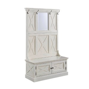 Seaside Lodge Hall Tree White - Home Styles: Mudroom Storage with Bench & Coat Hooks - 1 of 4