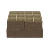 Household Essentials 3pc Drawer Organizer Set Latte Linen: Stackable Storage Boxes, Hard Sided, Light Brown, 12.6"x12.6" - 3 of 4