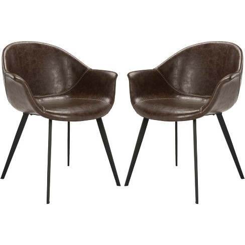 Dublin Mid Century Modern Dining Tub Chair Set Of 2 Dark Brown Black Safavieh Target