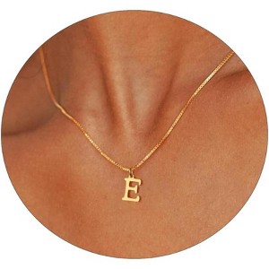 Gold Initial Necklace for Women, 14K Gold Plated Dainty Letter Pendant on Box Chain - 1 of 4