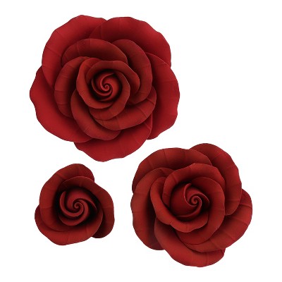 O'creme Red Garden Rose Gumpaste Flowers - Set Of 6 : Target