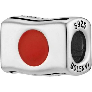 Sterling Silver Travel Charm - World Flags Country Bead for Bracelets, Gift for Mom & Daughter - 1 of 4