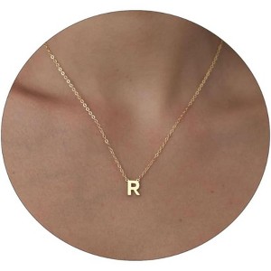 14K Gold Plated Initial Necklace, Personalized A-Z Letter Pendant, Dainty Minimalist Jewelry Gift for Women - 1 of 4