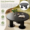 CENGHU Round Petal-Shaped Coffee Table, Cream Style Center Table with 3 Thick Legs, Minimalist Irregular Tea Table with Sleek Round Edges for Bedroom - 2 of 4