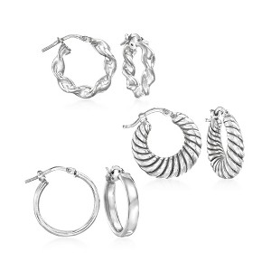 Ross-Simons Italian Sterling Silver Jewelry Set: 3 Pairs Of Hoop Earrings - 1 of 4