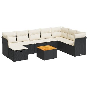 vidaXL Garden Sofa Set Black PE rattan Large UV-resistant materials - 1 of 4