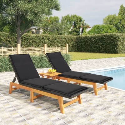 vidaXL Sun Lounger Black and brown PE rattan 78.7 in length