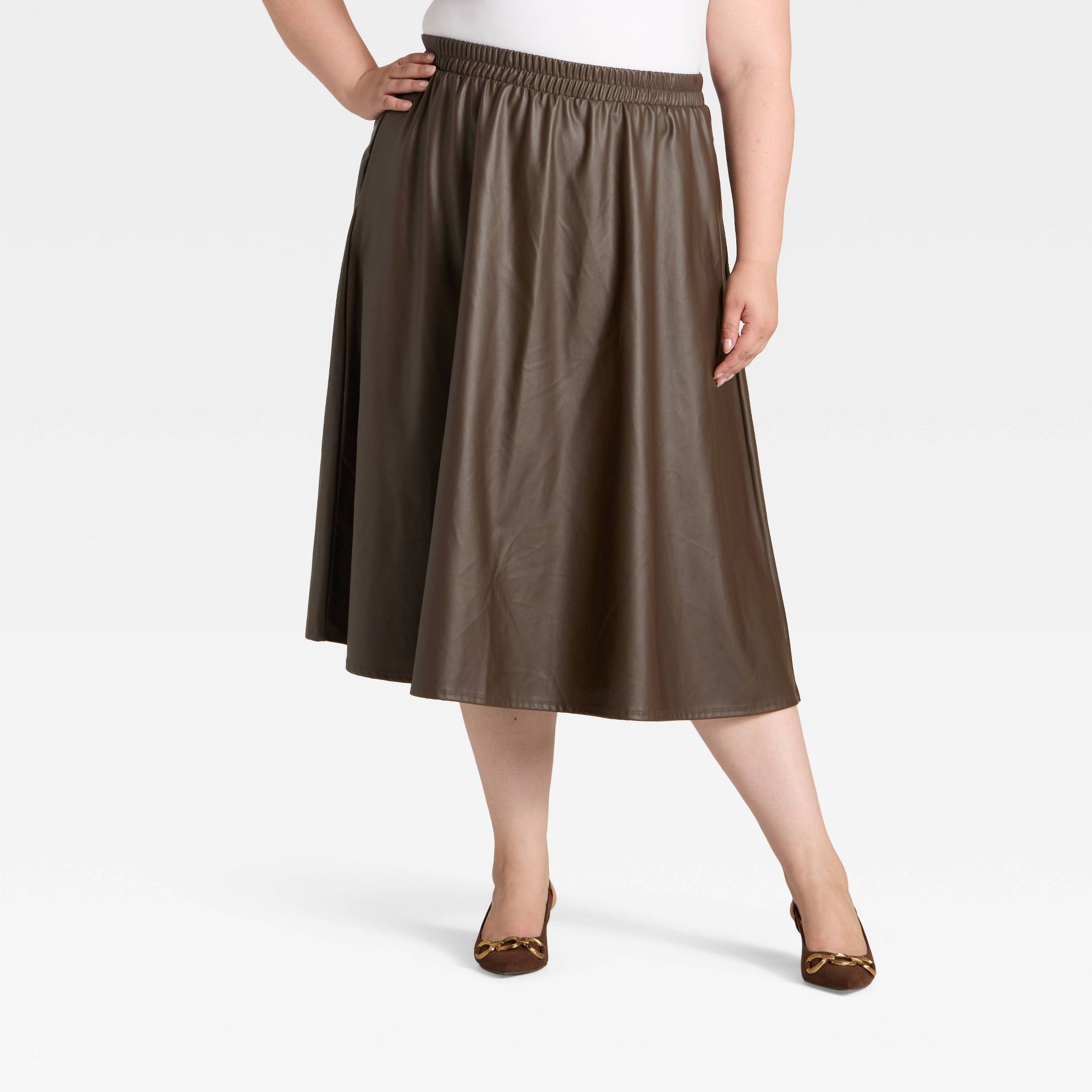 Women's Faux Leather Skirt - A New Day™ Dark Brown