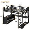 Metal Loft Bed with Wardrobe and L-shaped Desk, Full Size Loft Bed with Storage Cubes and Shelves, Loft Bed for Kids Teens Adults, Black - 3 of 4