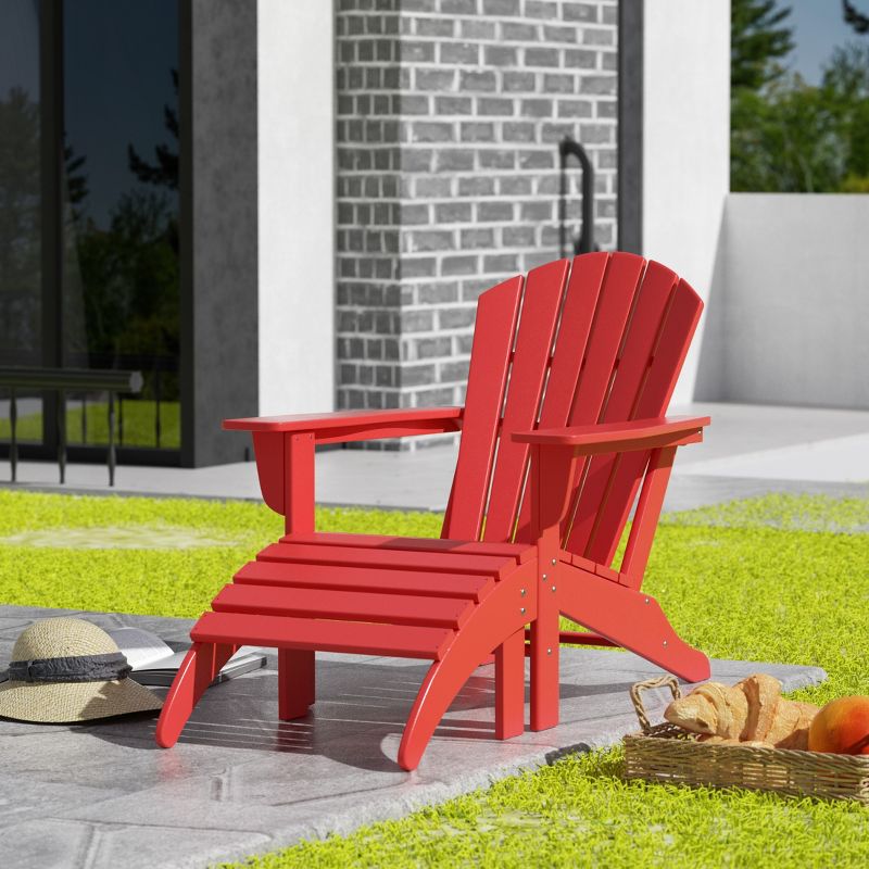 WestinTrends Dylan HDPE Outdoor Patio Adirondack Chair with Ottoman (2-Piece Set), 2 of 5