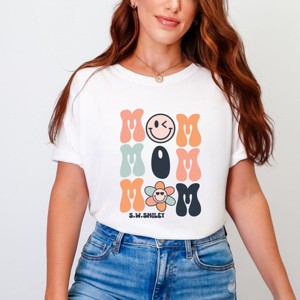 Simply Sage Market S.W.Smiley Mom Stacked Smiley Faces Garment Dyed Tee - 1 of 4