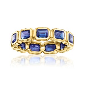 Pure Collection by Ross-Simons 2.30 ct. t.w. Lab-Grown Sapphire Eternity Band in 18kt Gold Vermeil - 1 of 4