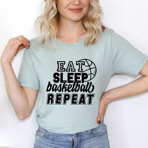 Simply Sage Market Women's Eat Sleep Basketball Repeat With Ball Short Sleeve Graphic Tee - 1 of 4