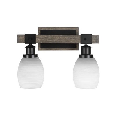 Toltec Lighting Tacoma 2 - Light Vanity in  Black/Painted Wood with 5" White Linen  Shade