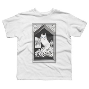 Boy's Design By Humans Ghost cat the Keeper of the Crypt By runcatrun T-Shirt - 1 of 2
