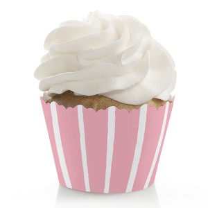 Big Dot of Happiness Pink Stripes - Simple Party Decorations - Party Cupcake Wrappers - Set of 12 - 1 of 4