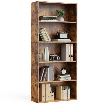GlasFlength Decorative Bookshelf Creative and Unique Styling, Multifunctional Storage with Open Display Bookshelves, Brown, 23.8"*9.2"*53"