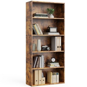 GlasFlength Decorative Bookshelf Creative and Unique Styling, Multifunctional Storage with Open Display Bookshelves, Brown, 23.8"*9.2"*53" - 1 of 4