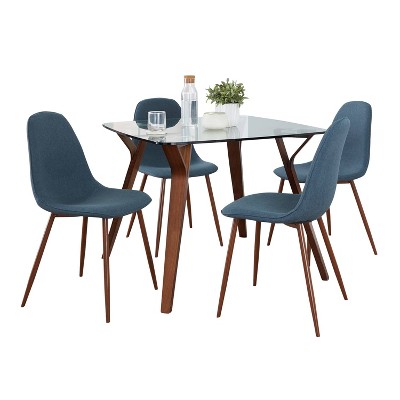 LumiSource 5pc Folia Pebble Dining Set Walnut