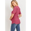 Hello Miz Women's Ribbed Puff Sleeve Side Ruched Maternity Top - 2 of 3