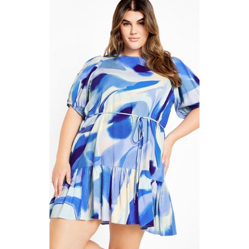 Women's Plus Size Esme Print Dress - blue | CITY CHIC - image 1 of 4