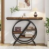 Syemin Console Tables Industrial 4-Tier Entryway Console Table, Geometric Metal Storage Shelves, Rustic Accent Sofa Table, Brown, 39.37"*11.81"*31.9" - 4 of 4