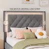 Twin Size Velvet Upholstered Platform Bed with LED Lights and Tufted Headboard 4S - ModernLuxe - 4 of 4