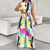 Mocamel Women 2Pcs Set: Colorful Full Body Print Sleeveless Top And Loose Slacks Leisure Daily - 4 of 4