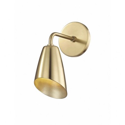 Elegant Aged Brass Metal Sconce with Dimmable LED Light