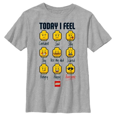 Boy s LEGO Minifigure Head Emotions T Shirt Athletic Heather Large