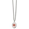 Chisel Stainless Steel Polished with Red Enamel Oval Medical ID Pendant on a 20" Curb Chain Necklace - 2 of 2