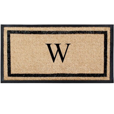 A1HC Natural Coir & Rubber Doormat for Outdoor Indoor Entrance, Long Lasting Easy to Clean Front Door Mat 24x48, Monogrammed