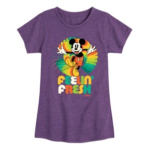 Girls' - Disney - Mickey Mouse Feeling Fresh Fitted Short Sleeve Graphic T-Shirt - 1 of 4