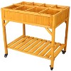 Mlmh & Kngwa 36"W Mobile Raised Customizable Wood Planter - 4 of 4