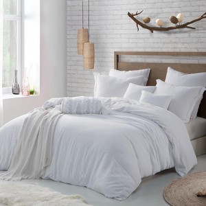 Swift Home | Microfiber Washed Crinkle Duvet Cover Set - 1 of 4