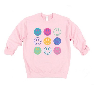 Simply Sage Market Women's Graphic Sweatshirt Stacked Smiley Faces