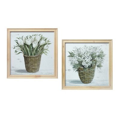 Melrose Framed Floral Basket Print (Set of 2)