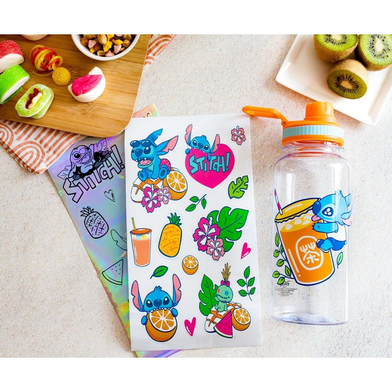 Silver Buffalo Disney Lilo & Stitch Bubble Tea Plastic Water Bottle and Decal Sticker Set, 3 of 7
