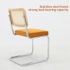 Gulches Dining Chairs Set of 2 Orange Velvet Rattan Side Accent Chairs Modern Mid Century Breuer Design with Chrome Legs for Dining Room - 4 of 4