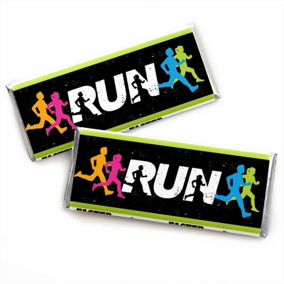 Big Dot of Happiness Set the Pace - Running - Candy Bar Wrapper Track, Cross Country or Marathon Party Favors - Set of 24