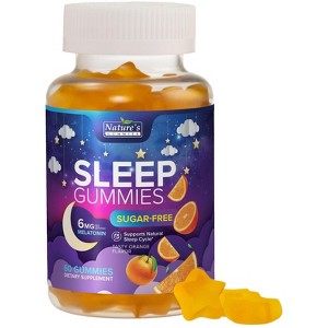 Sleep Gummies Adults 6mg, Sugar Free Extra Strength Melatonin Gummy, Natural Sleeping Gummy Sleep Vitamin Supplement - 60 Gummy By Nature's Gummies - 1 of 4