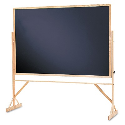 Quartet Reversible Chalkboard 72 x 48 Black Surface Oak Frame WTR406810